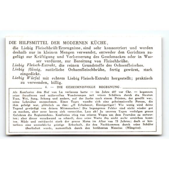 Victorian Liebig Fleischbrüh Würfel Trade Card Confucius VI Artwork - Picture 2 of 2